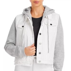 BLANKNYC Fleece Sleeve Hooded Denim Jacket